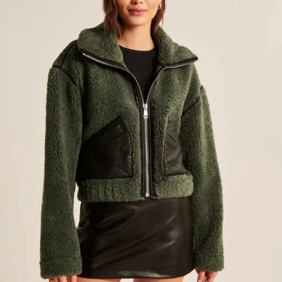 Abercrombie & Fitch Jackets & Blazers - Abercrombie & Fitch | Shrunken Aviator Sherpa Faux Leather Jacket - Size S
